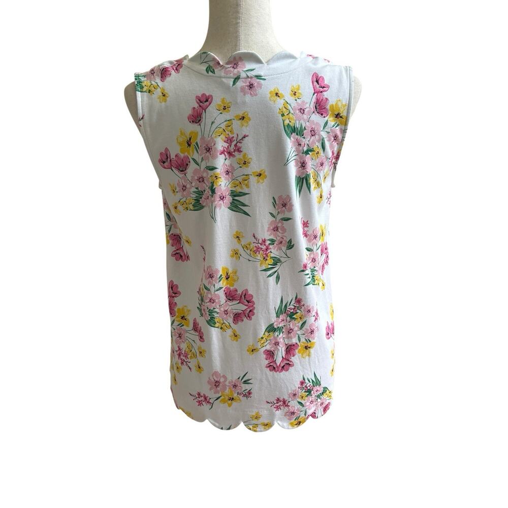 Crown & Ivy Floral Sleeveless Ruffle Neck Rayon Top Sz L Cottage Core - Picture 4 of 7